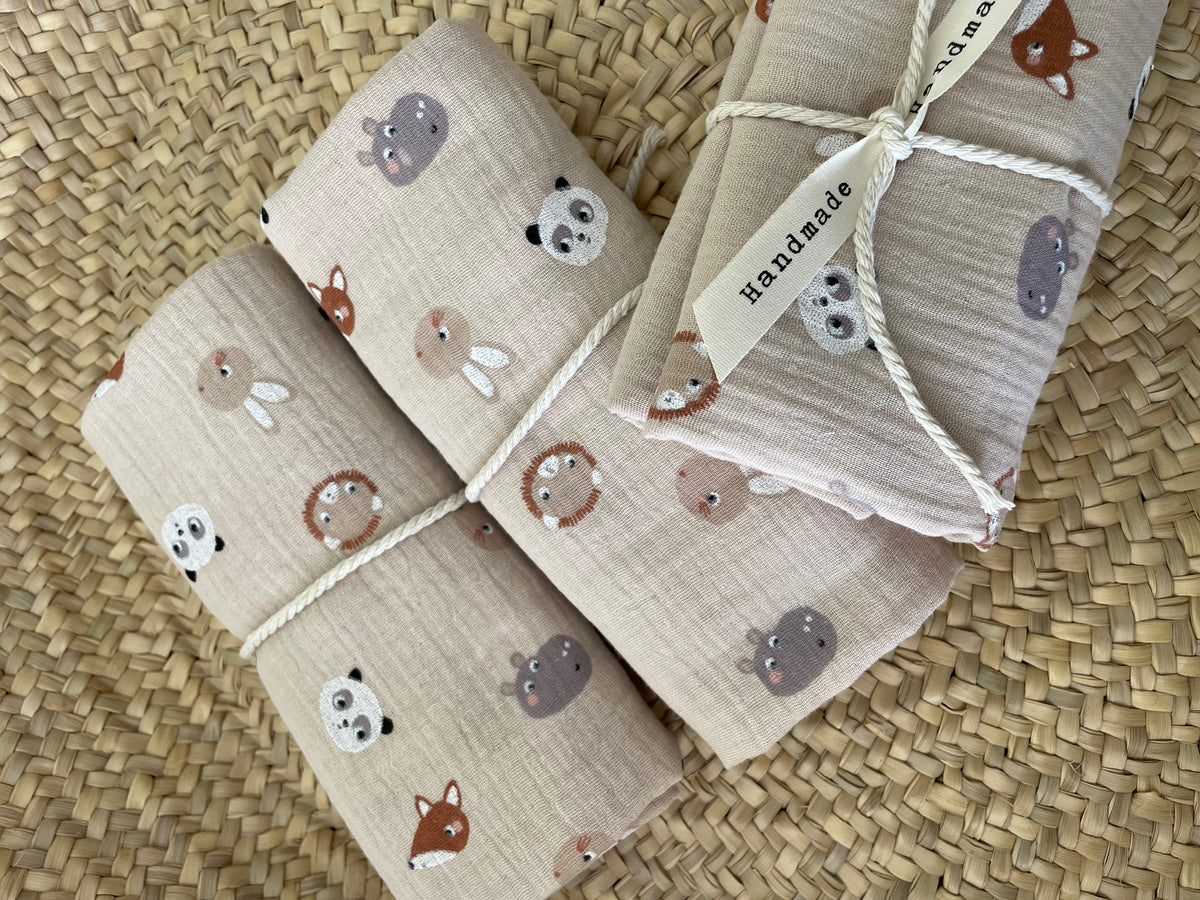 Hydrofiele doek, Swaddle beige dieren