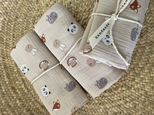 Hydrofiele doek, Swaddle beige dieren