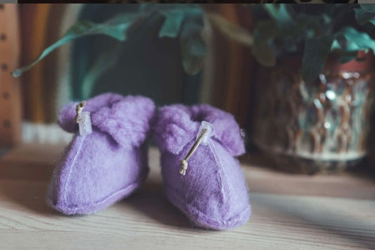 Wollen slofjes – Lila