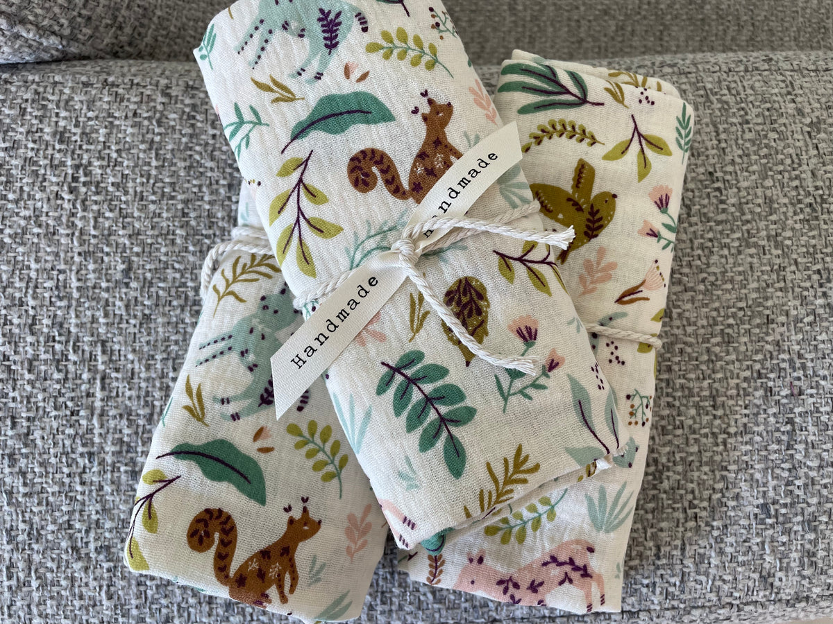 Hydrofiele doek, Swaddle boho bosdieren