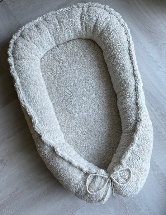 Babynestje katoen teddy zand