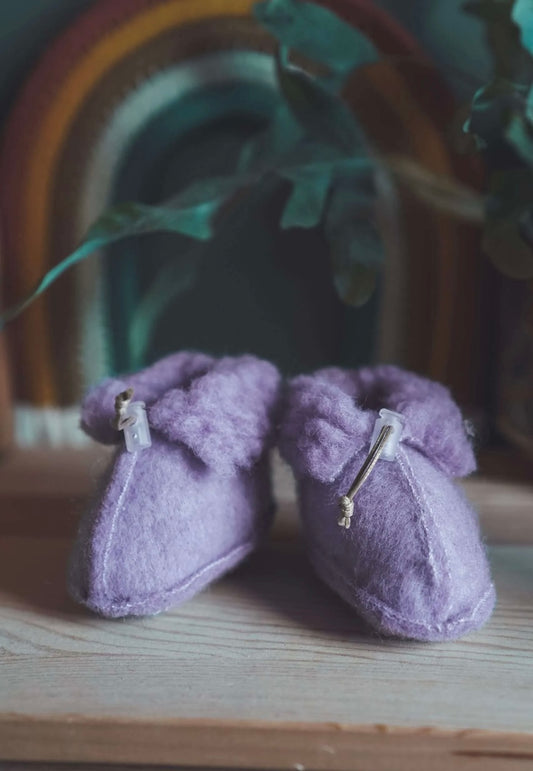 Wollen slofjes – Lila